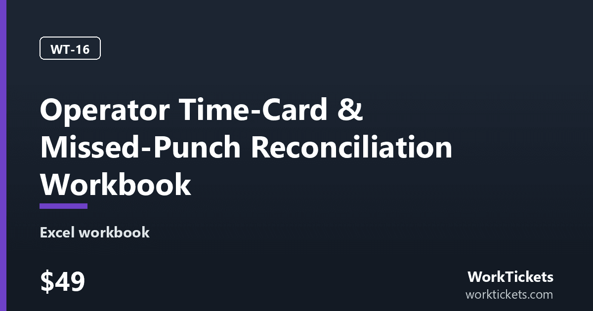 Preview of the Operator Time-Card & Missed-Punch Reconciliation Workbook
