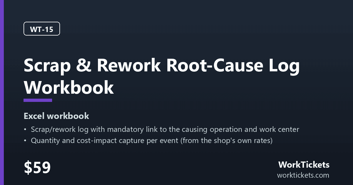Preview of the Scrap & Rework Root-Cause Log Workbook